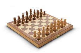 Luxe houten opvouwbare schaakset